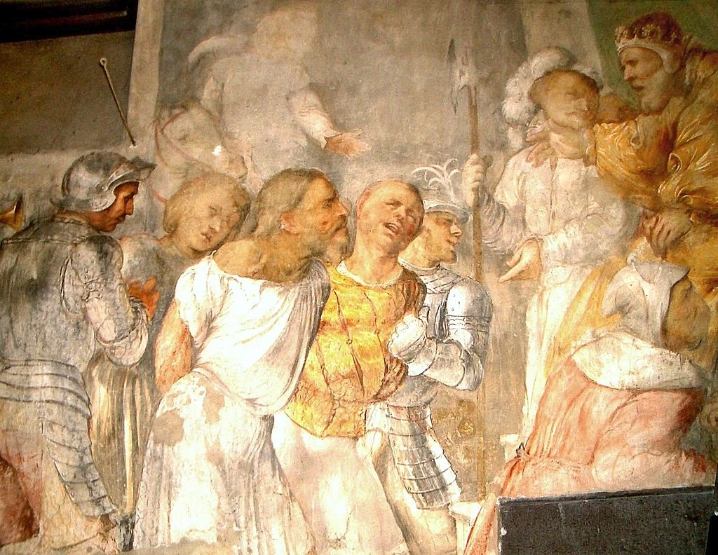 Il Romanino-321-Chiesa di S. Antonio a Breno, Brescia - Episodi da libro del profeta Daniele - dettaglio 13